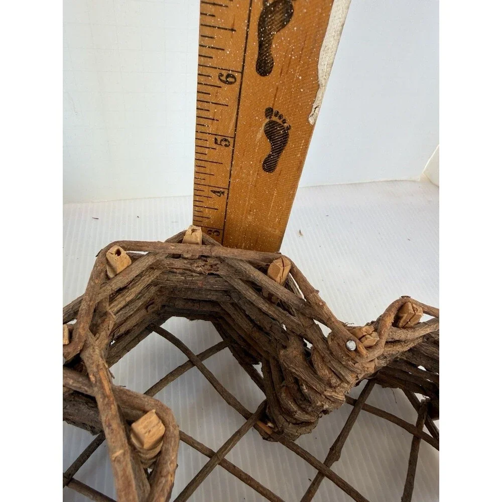 Vintage Grapevine Triple Heart Wall Hanging Basket Wicker Wood Farmhouse Decor